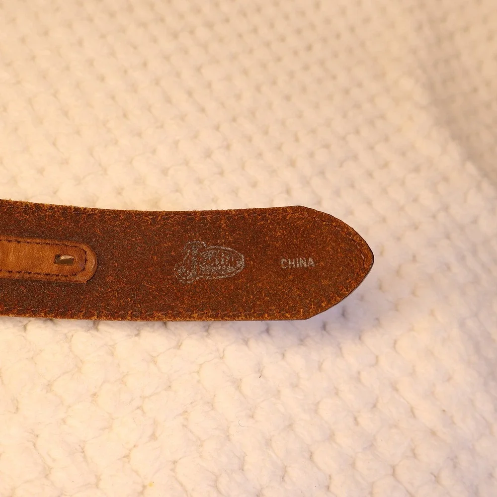 Justin Mens 32 Leather Belt Brown Barbed Wire Western Cowboy C10817